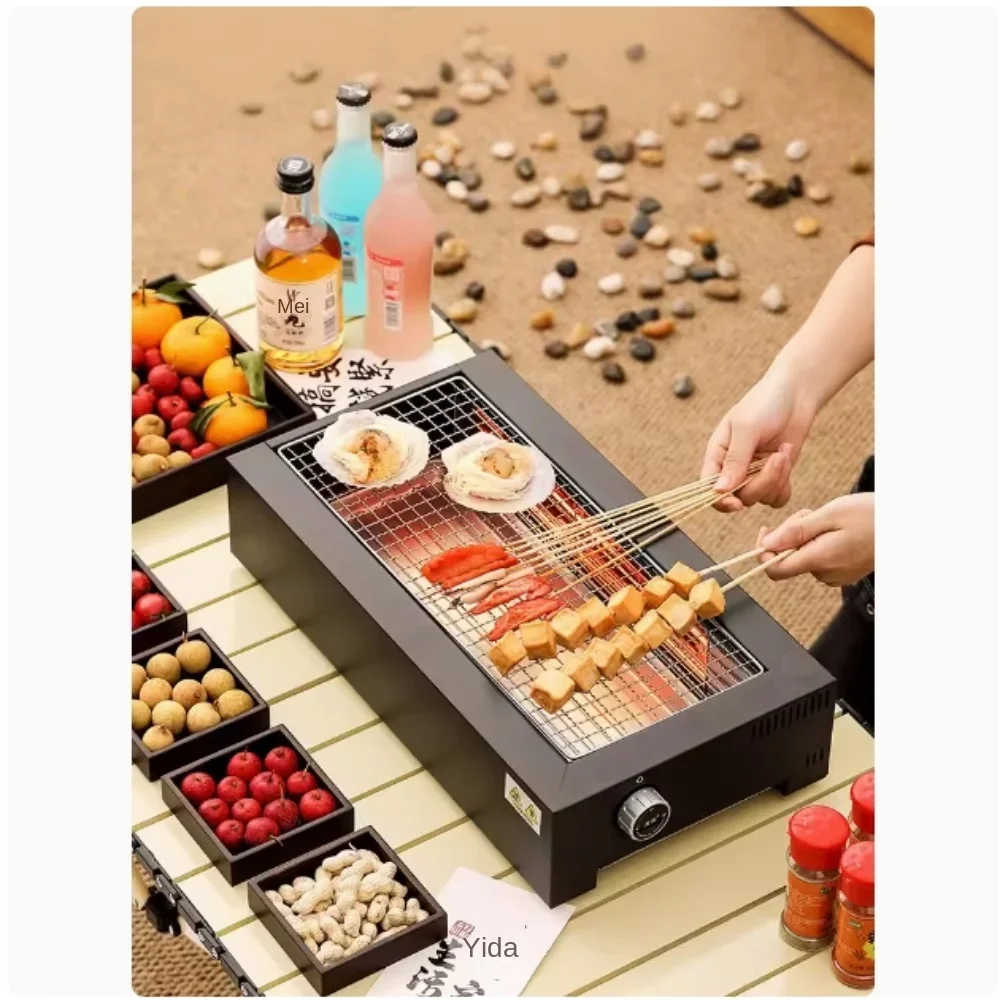 Electric oven for household use, double-sided heating, light wave, smokeless, electric carbon dual-use, night market stall, barb