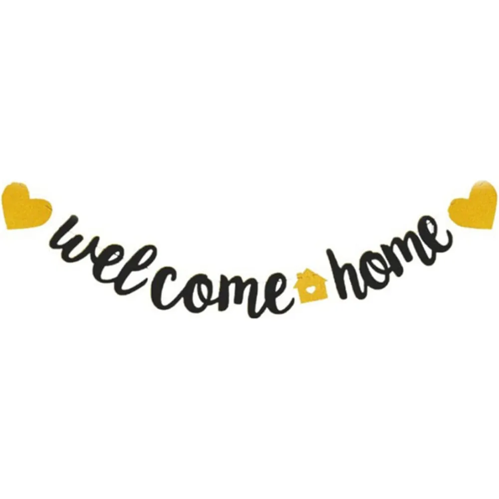 Welcome Home Banner with Two Heart and A Vivid Home Sign Flash Party Decorations, Fully Assembled and Ready to Hang