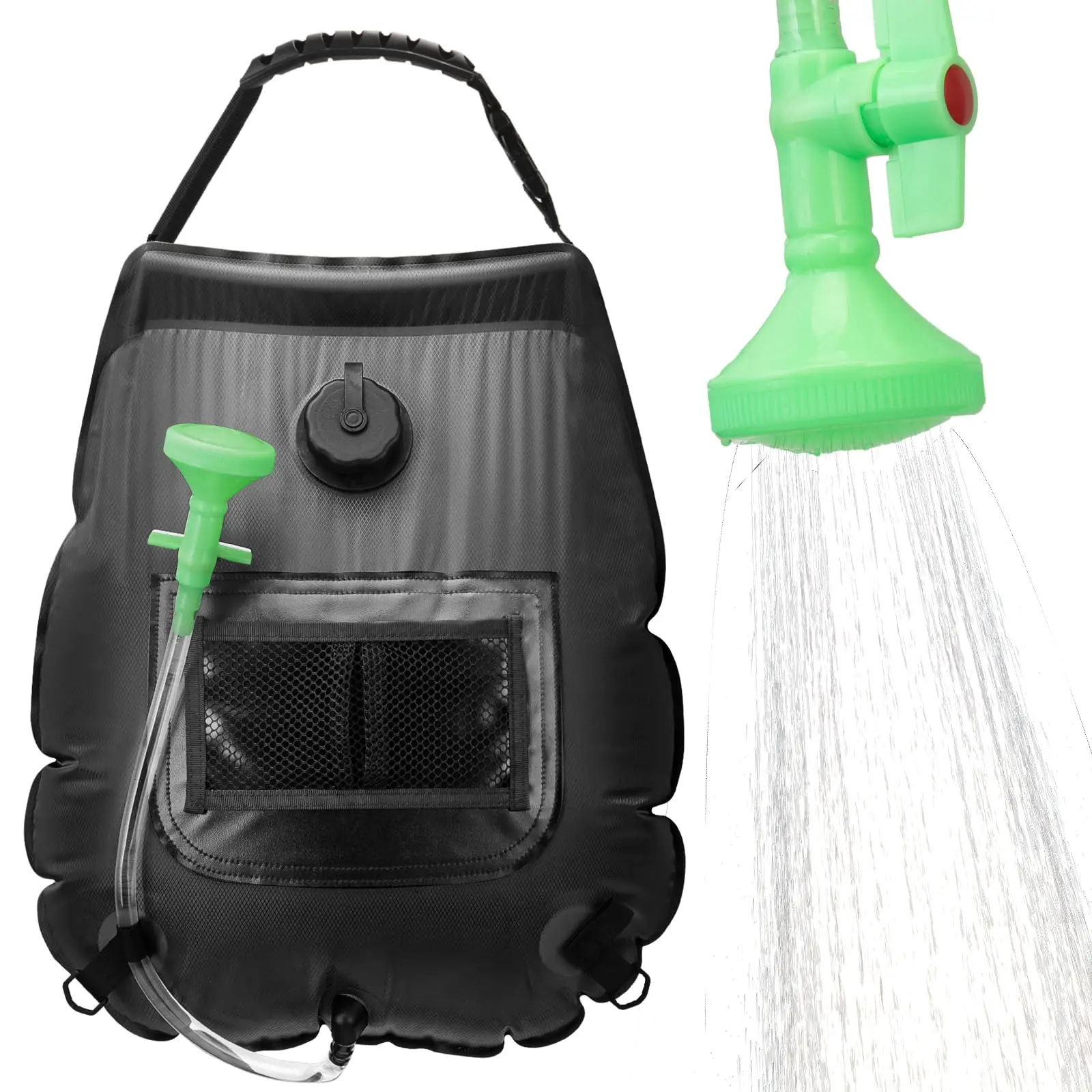

Solar Portable Shower Bag, 5 Gal/20L Solar Heating Outdoor Camping Shower Bag with On-Off Switchable Shower Head&Removable Hose
