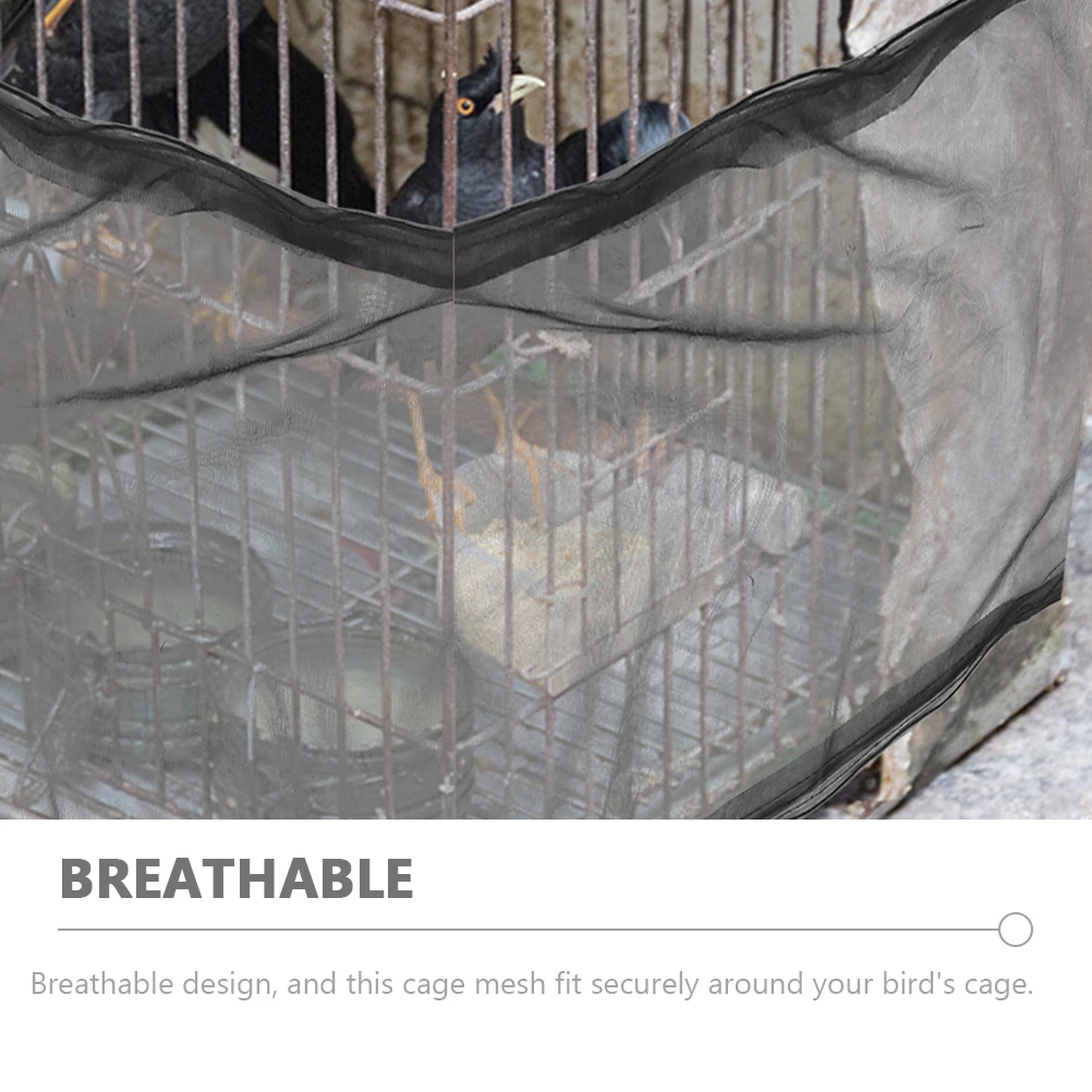 

Bird Cage Cover Black Mesh Netting with Elastic Band Fits Most Cages Easy Clean Reusable Washable Dust Cover Parrot Accessories