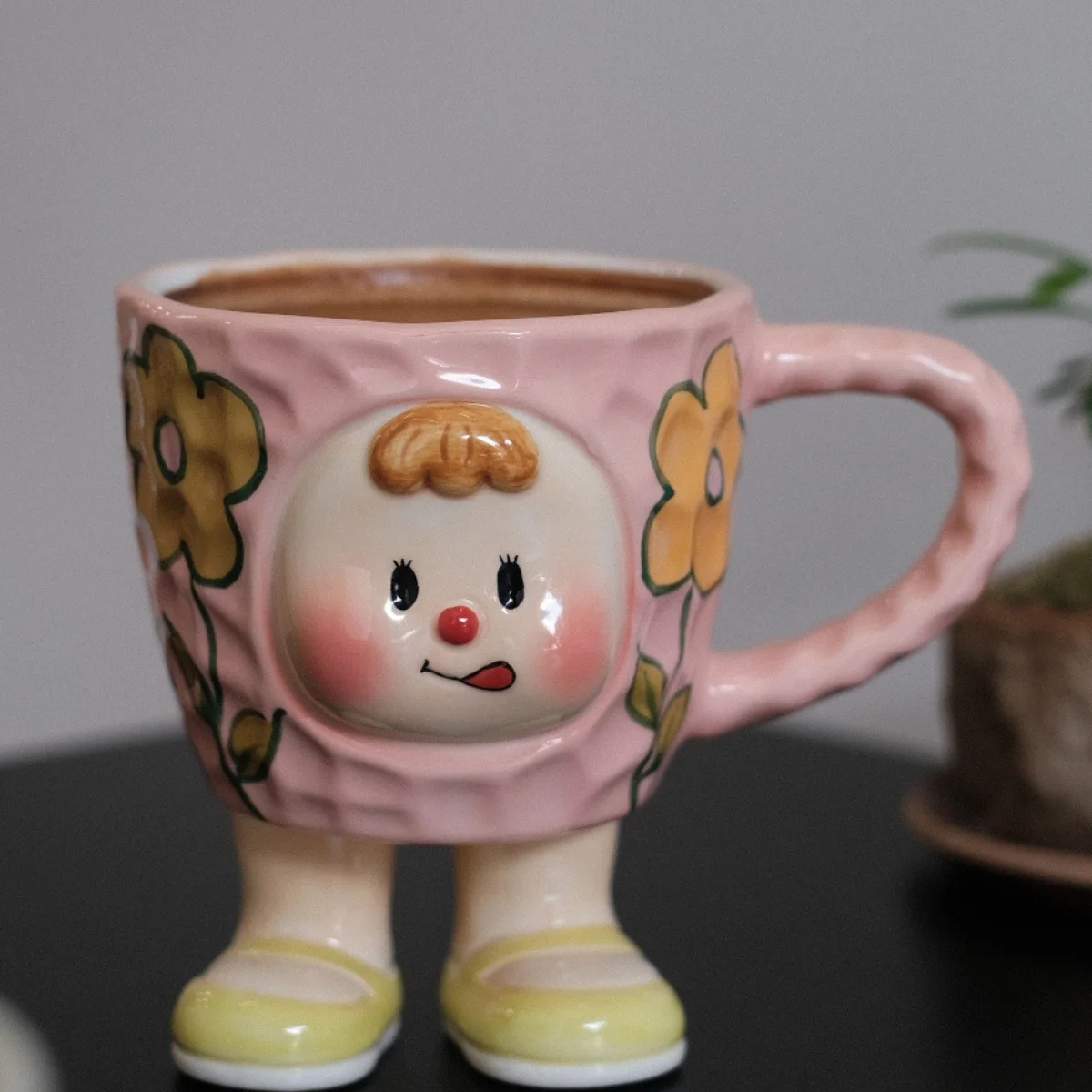 

Creative Cute Girl Ceramic Mug, Underglaze Colored Coffee Mugs, Breakfast Milk Tall Cups, Birthday Gift Kawaii Cup with Gift Box