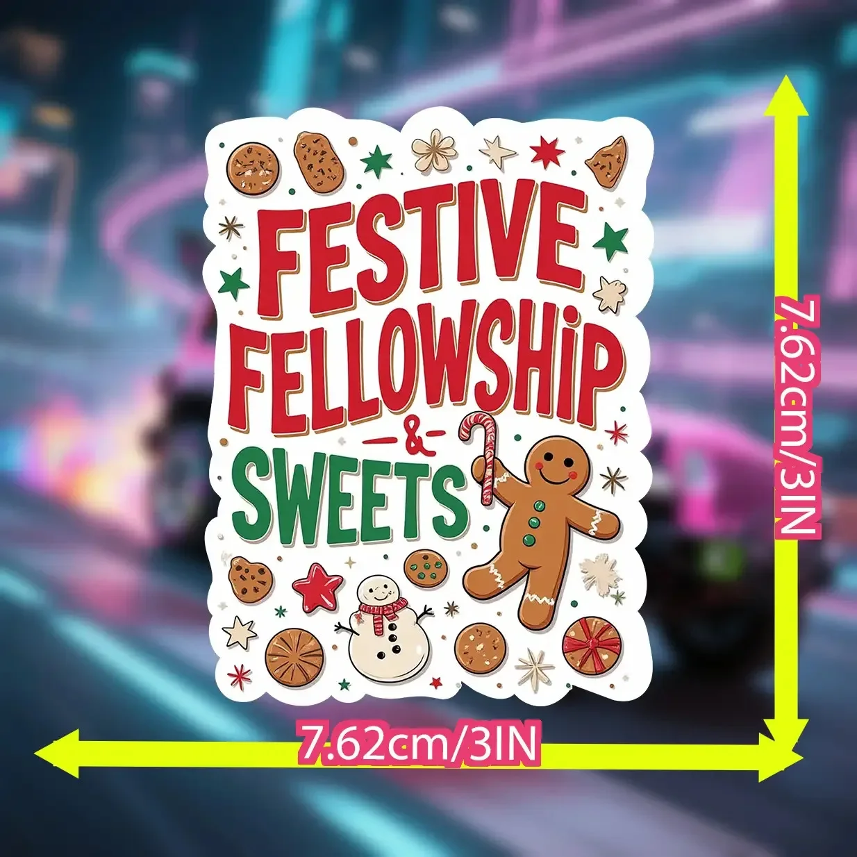 مجموعة ملصقات عيد الميلاد "3 قطع "الزمالية الاحتفالية والحلويات"، مثالية لنوافذ السيارة وأغطية الكمبيوتر المحمول، وإضافة عطلة حلوة #6