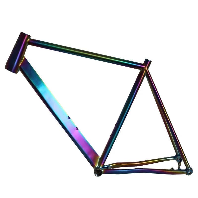 Gravel Bike Frame In Titanium Alloy And Anodized Rainbow Color