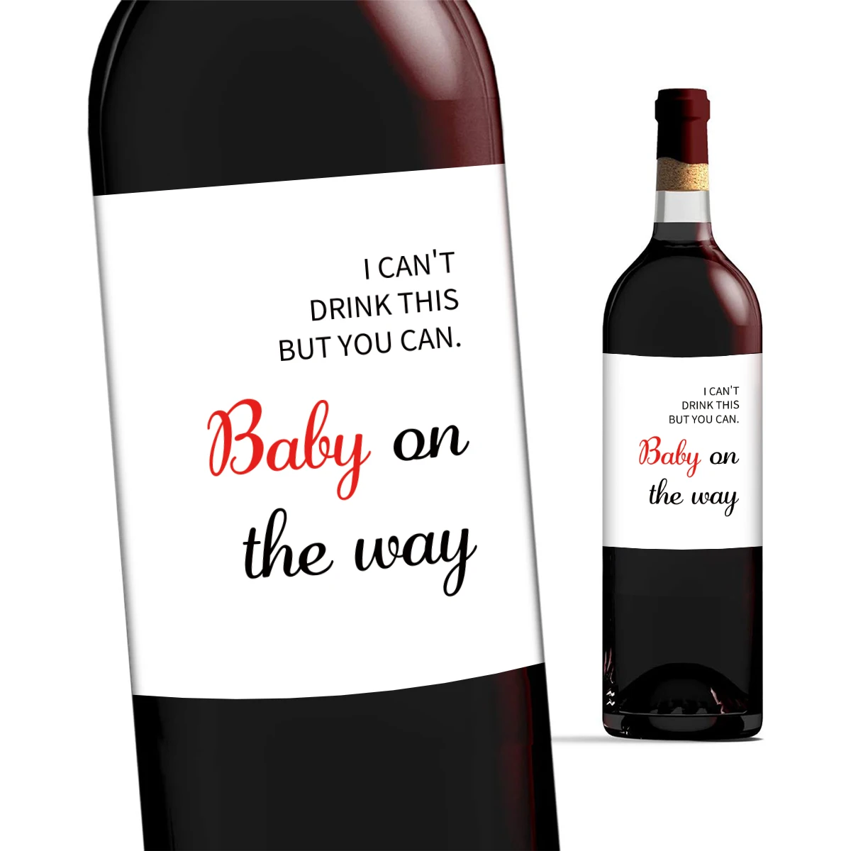 4pcs Pregnancy Announcement Wine Bottle Labels, I Can't Drink This You Can! Pregnancy Reveal Wine Bottle Stickers,Party Supplies