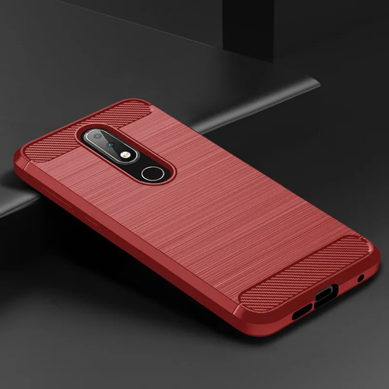 Brushed Case For Nokia 3.1 Plus Luxury Carbon Fiber Phone Back Cover for nokia 3.1plus Matte Silicone TPU Cases Coque Fundas