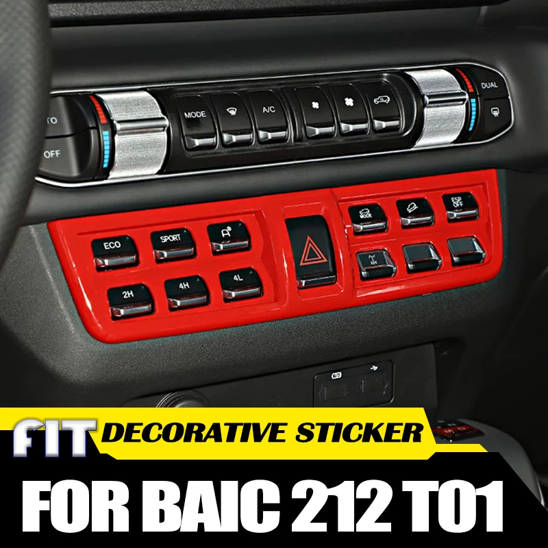

Car Red Decorative Sticker Accessories Fit for BAIC 212 T01 2024 Modified Car Center Console Interior Gear Head Decorative Cover