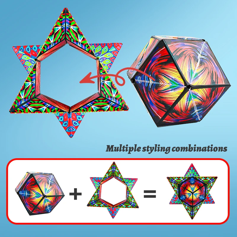 Mainan Jigsaw kubus ajaib panas kubus geometri magnetik variabel stres reaktansi 3D tangan flip jigsaw persegi pendidikan kreatif untuk anak-anak