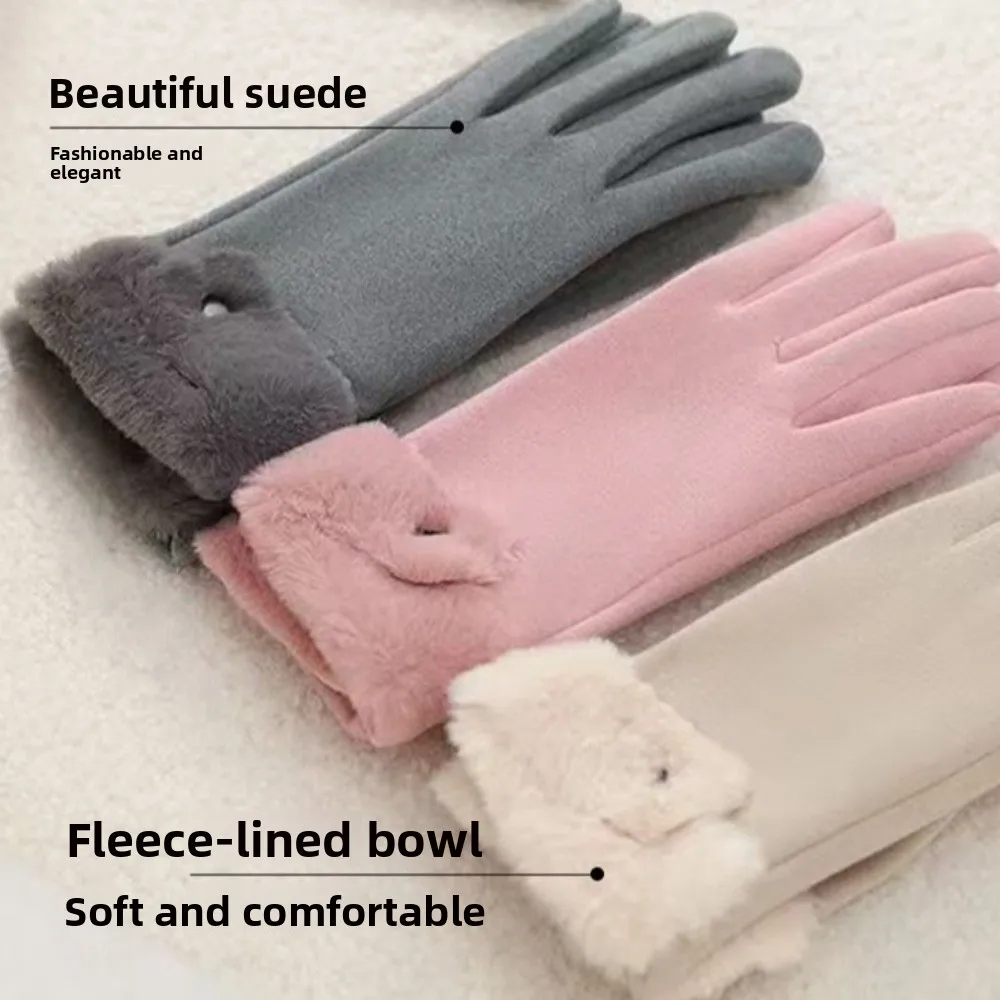

Gift Velvet Gloves Thick Touch Screen Winter Gloves Warm Windproof Women Mittens Girls