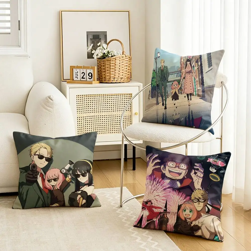 Funny S-Spy-Family Anime Customizable Square Cushion Cover Double Sided Print Pillow Case