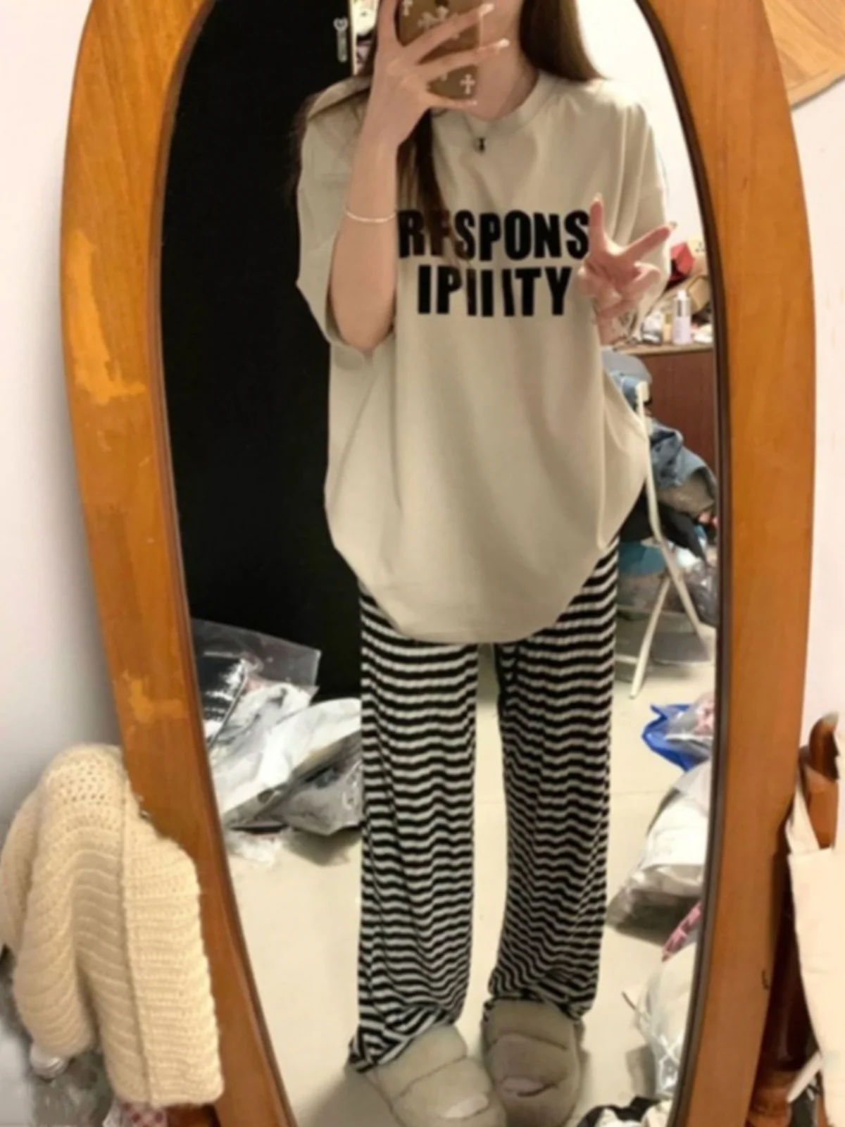 

Fashionable Apricot Sporty Casual Set Women Summer Short Sleeve Loose Slimming Student Running Two Piece Street Style Trendy