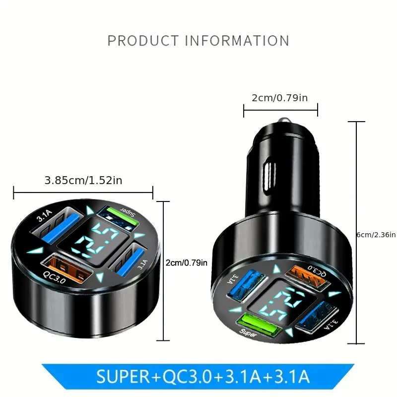 The Four-port Total66W Super Fast Charger Is Suitable for 12-24V Models