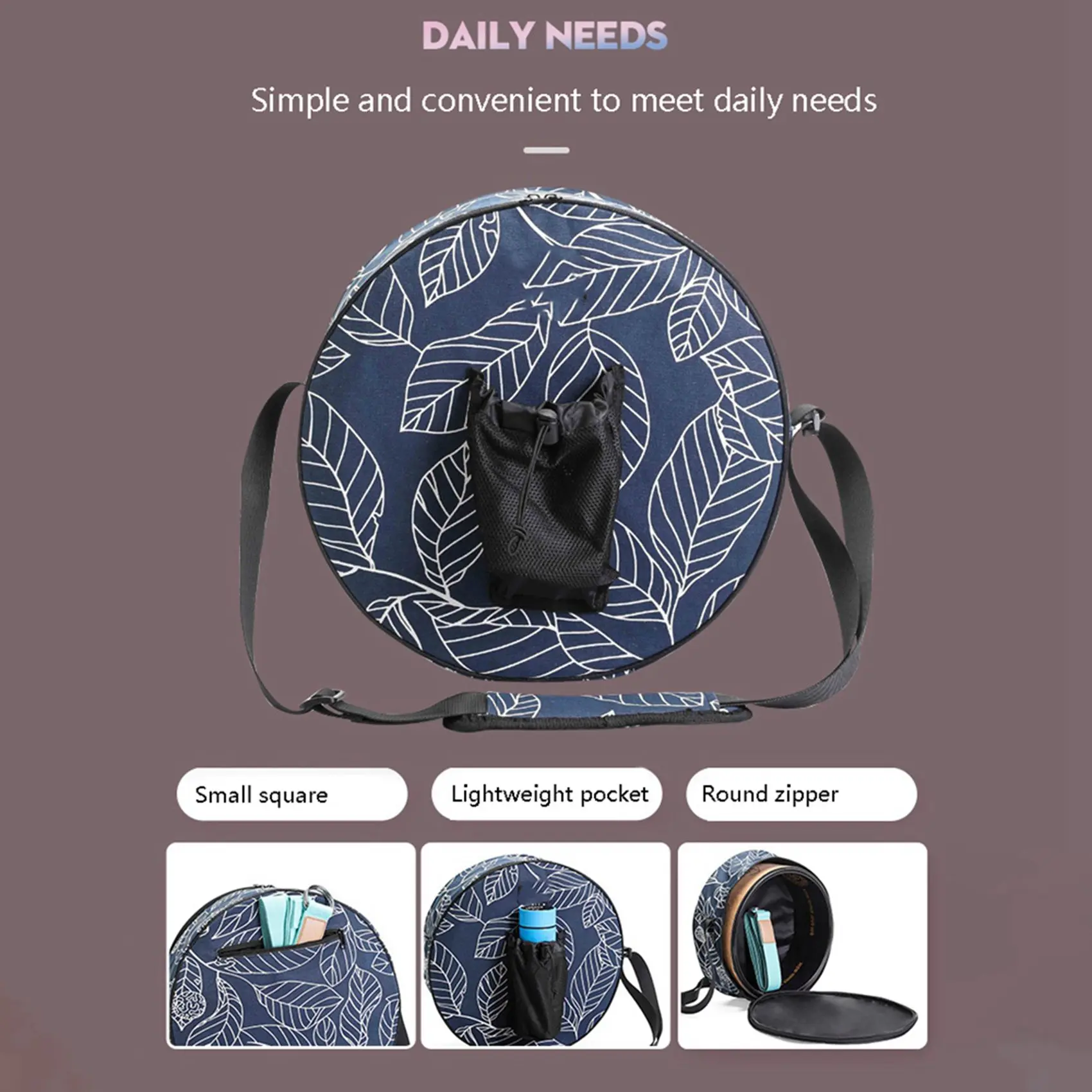 AEF6-2Pcs 33X14cm Canvas Yoga Wheel Bag Dharma Wheel Special Large Capacity Storage Yoga Clothes Yoga Towel Bag