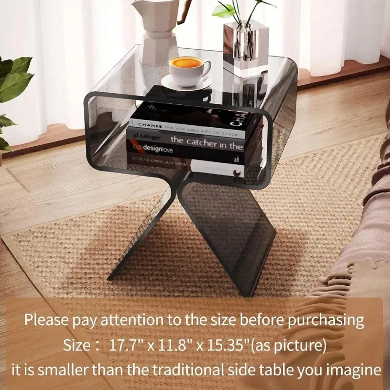Acrylic Side Table End Table for Living Room Small Mini Coffee Table Nightstands for Bedroom