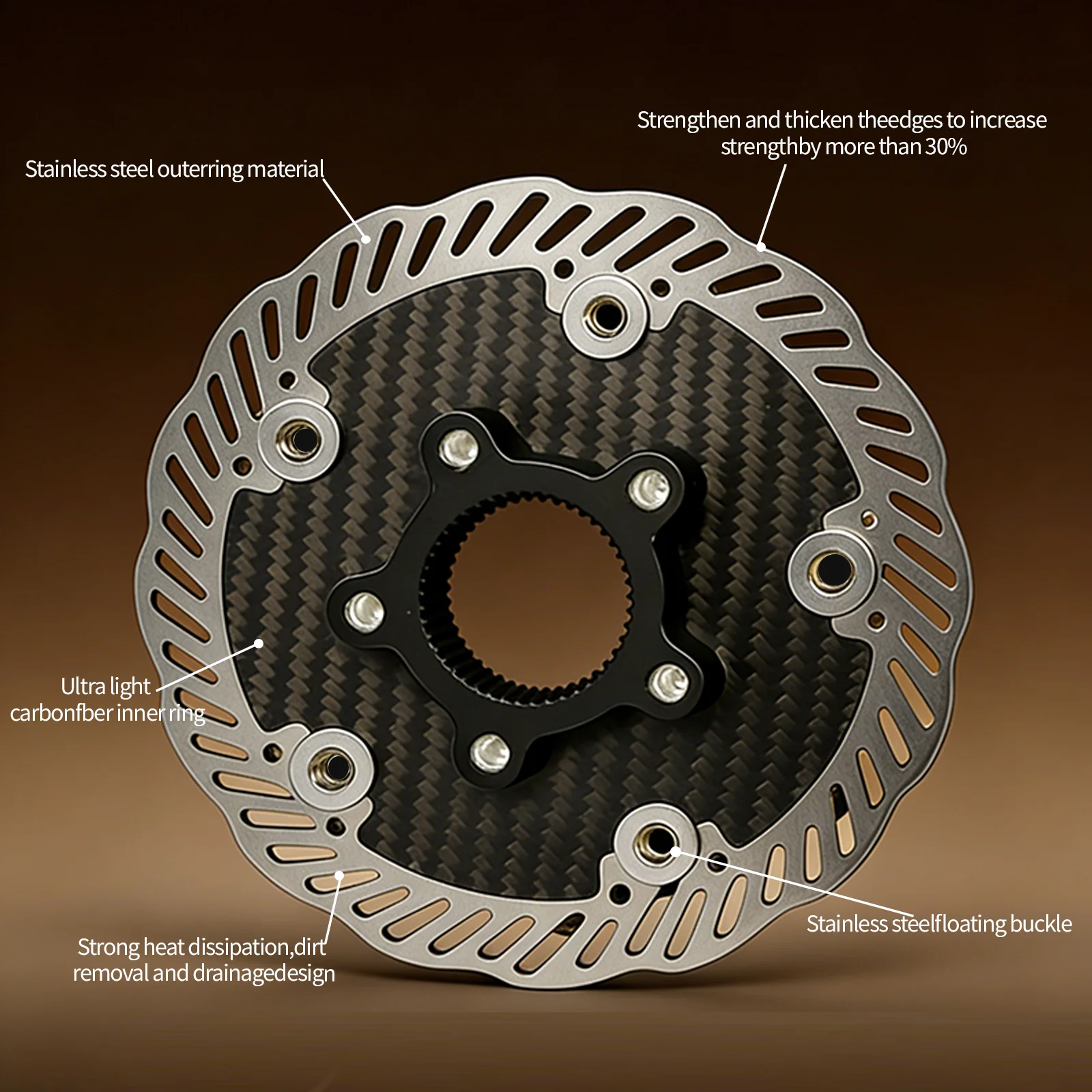 140mm 160mm Carbon Fiber Bike Disc Brake Rotor, Ultra-light High-strength Disc Brake Pad for MTB & Road Bike Cycling Accessories