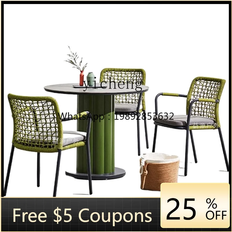 Outdoor Desk Small Rattan Chair Balcony  Living Room Home Three-Piece Combination Outdoor Courtyard Tea Table and Chair