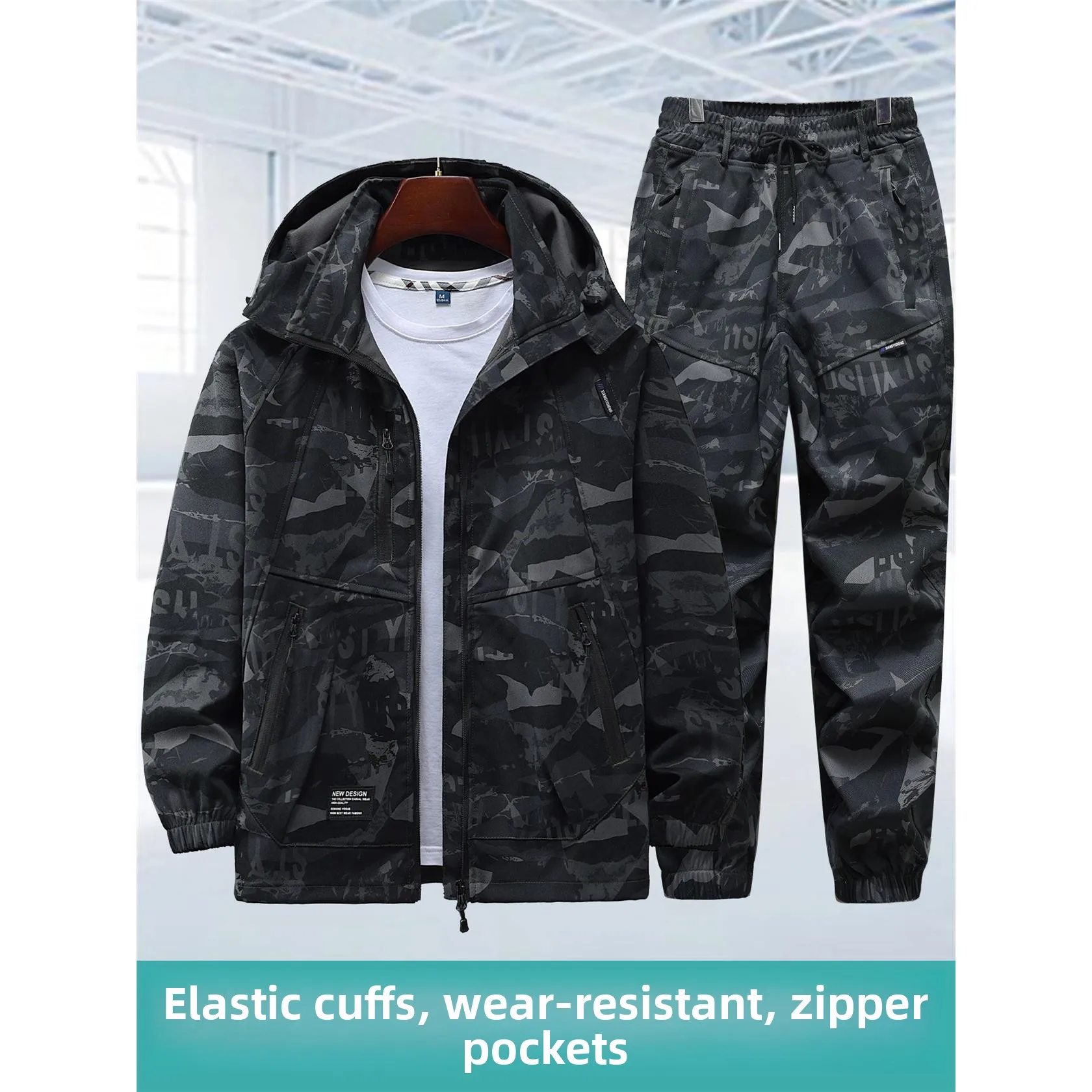 

Spring Autumn Camouflage Workwear Set Men Women Outdoor Casual Windproof Wear Resistant Dirtproof Polyester Cotton Blend
