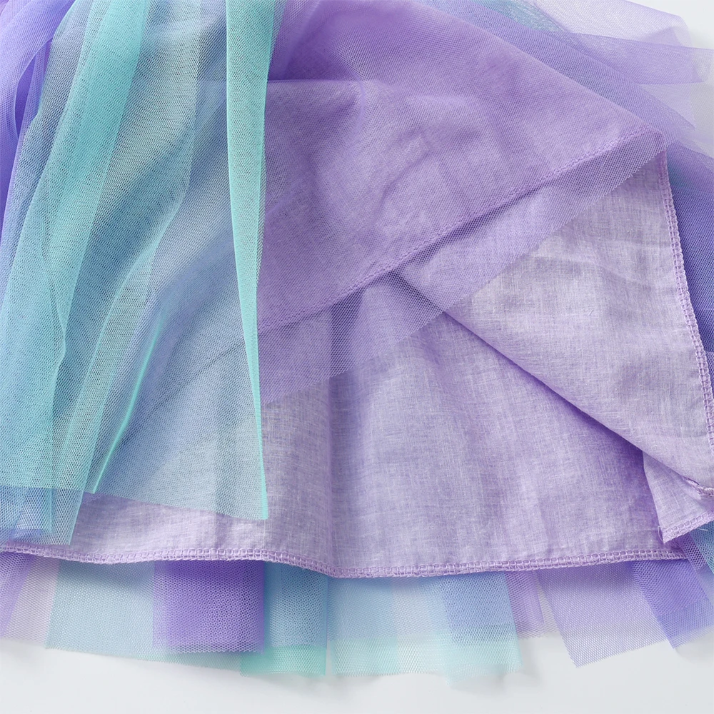 2024 New Princess Dress Mermaid Spring Autumn Girls Dress Ruffle Long-sleeved Children\'s Party Clothes Gradient Mesh Kids Dress