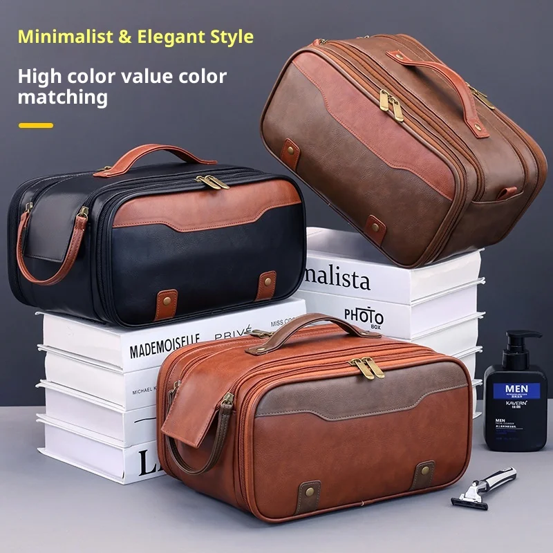 Men's Cosmetic Bag Large Multi Pockets Waterproof Travel Makeup Organizer Portable Hanging Shaving Wash Toiletry Pouch Storage
