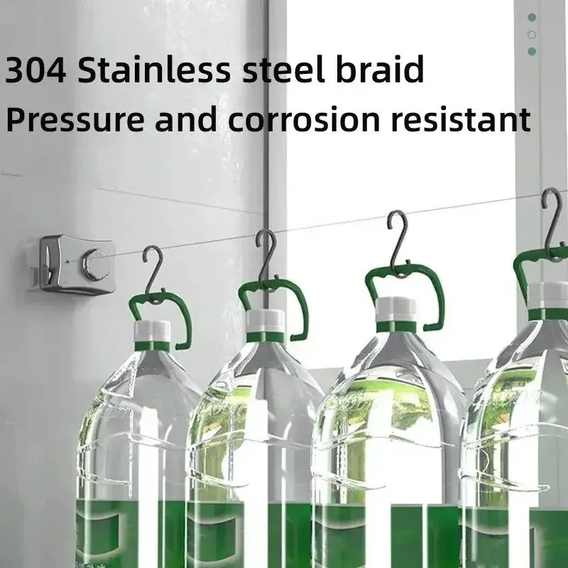 Wall Mounted Invisible Retractable Clothesline Space-Saving Adjustable Laundry Line Clothes Drying Hanger Storage Indoor