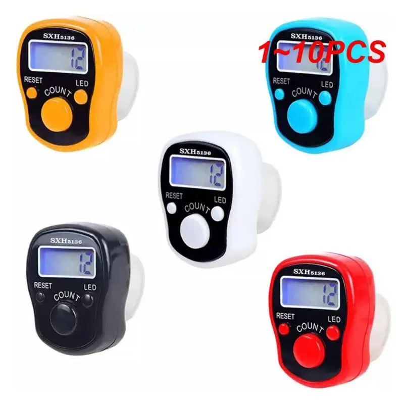 1~10PCS Finger Counter w/ Compass Islamic Tasbih Bead 5 Digital LED Electronic Handheld Tally Counter Clicker  counter ring