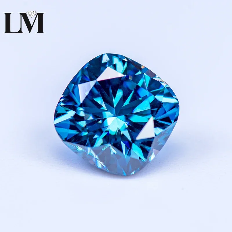 

Moissanite Stone Sapphire Blue Color Cushion Cut Gemstone Lab Grow Diamond For Charms Woman Jewelry Making With GRA Certificate