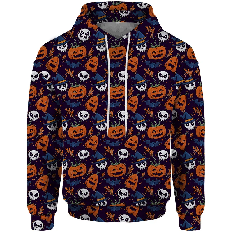 

Halloween Pumpkin Pattern Hoodies Fashion Trend Long Sleeve Candy Bat 3D Printed Pullovers Mens Kids Casual Street Loose Hoody