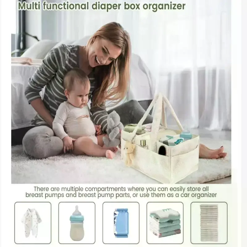 Felt Baby Diaper Caddy Organizer Bag Baby Diaper Bag Baby Shower Gift Nursery Storage Basket