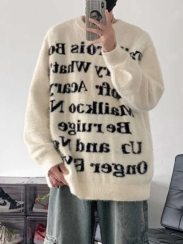 

Американский свитер оверсайз унисекс, осенне-зимний, модный брендовый, в университетском стиле, уютный, с мехом, вязаный, куртка-пальто