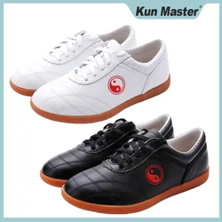 Cowhide Leather Tai Chi Shoes Martial Art Performance Taiji Boxing Practice Shoes Free Flexible white black