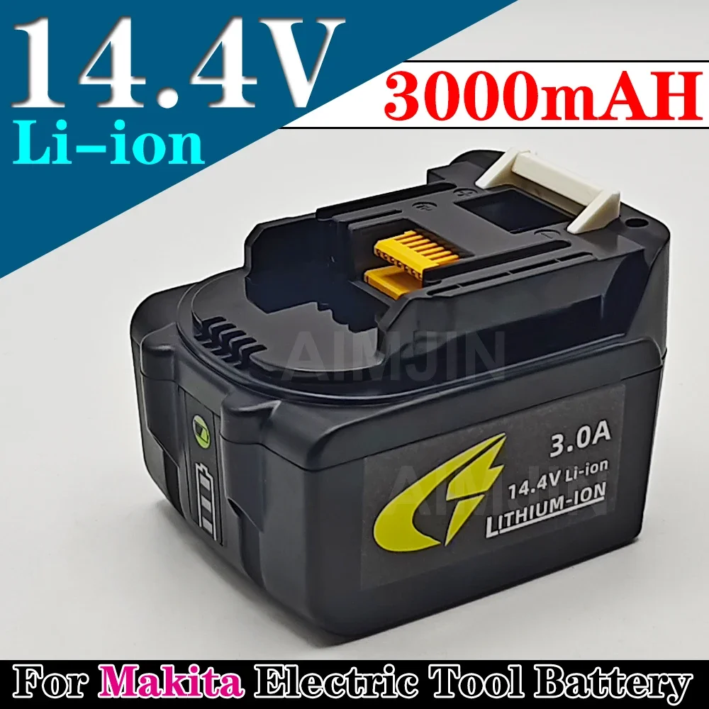 14.4V 3000mAh BL1430 BL1415 BL1440 196875-4 194558-0 195444-8  for Makita 14.4V rechargeable battery for LED indicator+charger