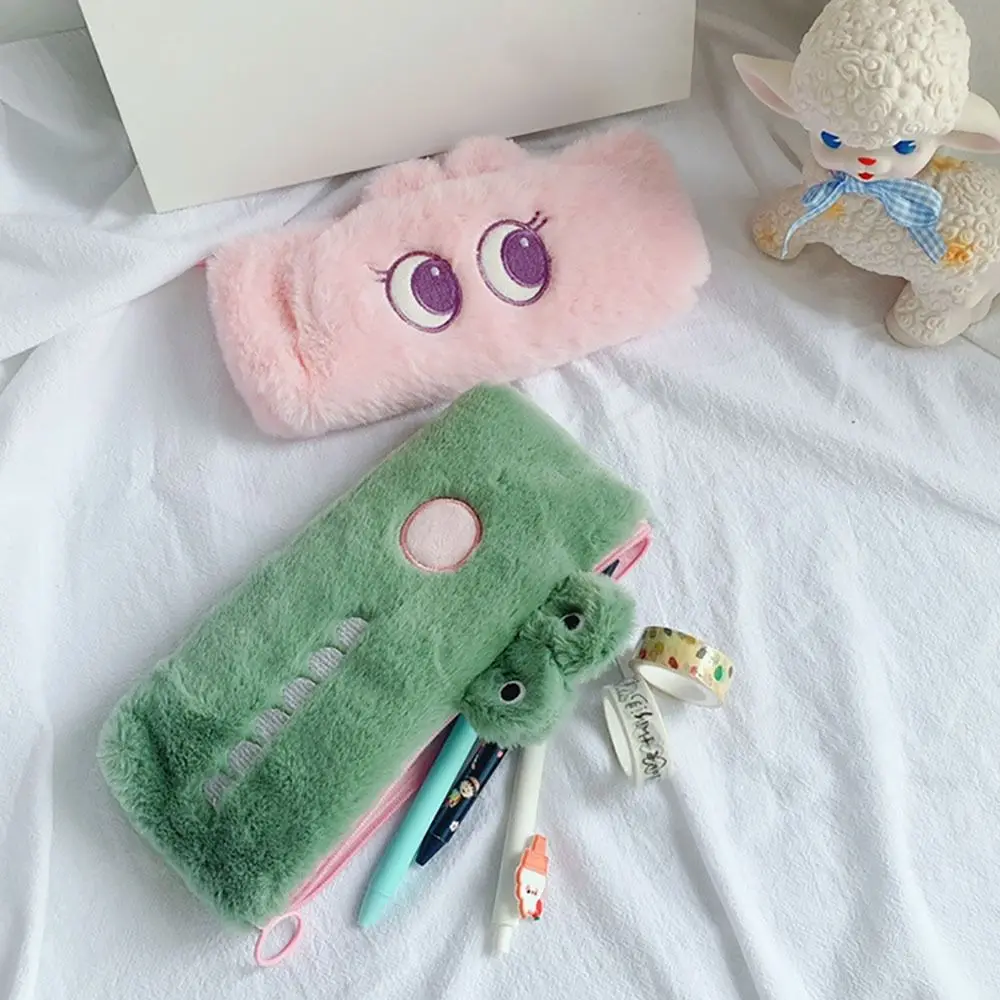 Durable Plush Stationery Storage Bag Large-capacity Multi-function Stationery Organizer Portable Pencil Box