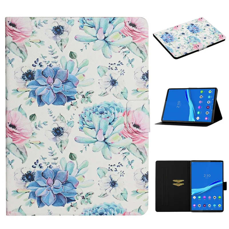 Cover For Lenovo Tab M10 FHD Plus Case 10 3 inch Flower Painted Stand Tablet For Lenovo Tab M10 Plus tb x606x x606f Case Funda