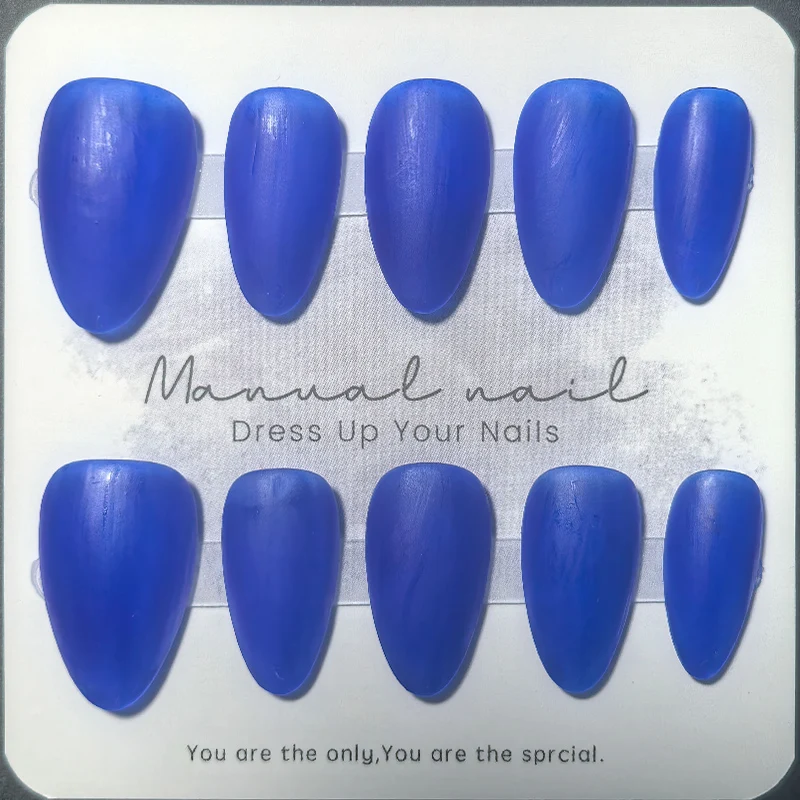 10pcs Almond Handmade Matte Solid Color Press on Nails Red Black Blue Acrylic False Nails Manicure Set for Women