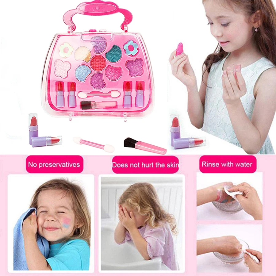 Princess Make Up Box Play House Toy Girls, Eye Shadow Makeup Cosmetics Handbag, Birthday Christmas Gift for Kids Party Cosplay