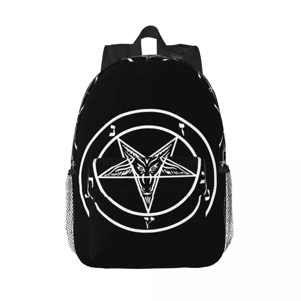 

Baphomet Sabbatic Goat Pentagram Pagan Vinyl Backpack Middle High College School Student Bookbag