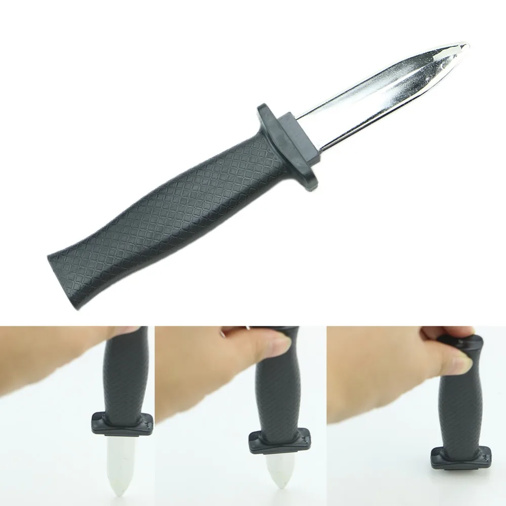 Joke Magic Plastic Retractable Knife Halloween Props Toy Slide Dagger Trick  Drop shipping