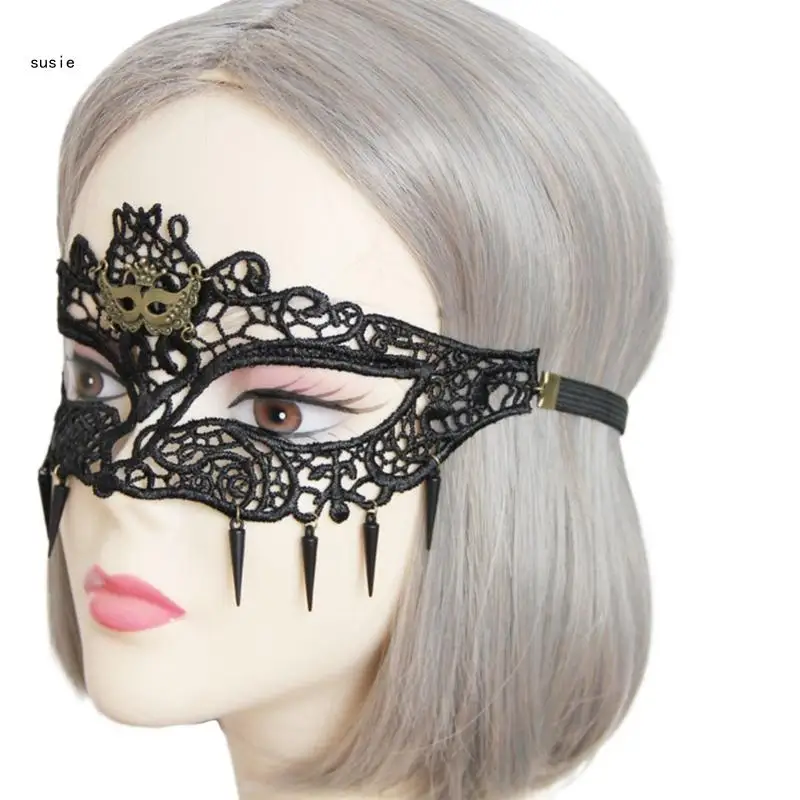 X7YA Masquerade Eyemask with Rivet for Women Carnivals, Dinner Party, Proms, Wedding, Masquerade Mask Costume for Wedding