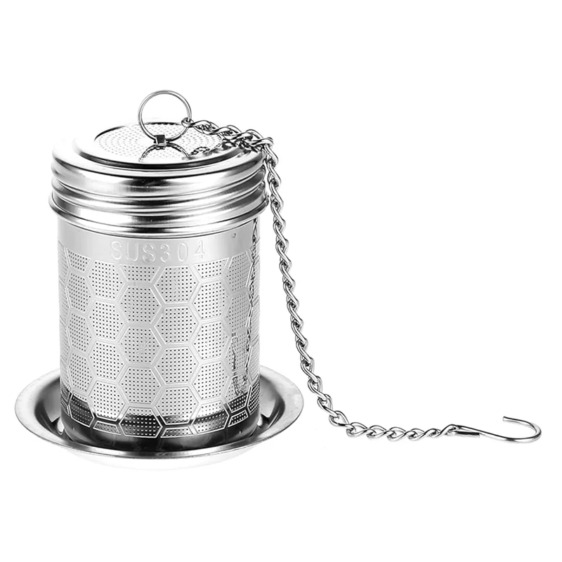 AB66-Tea Strainer Set Stainless Steel Extra Fine Mesh Tea Infuser For Loose Leaf-Updated Slim Threaded Lid For Black Tea