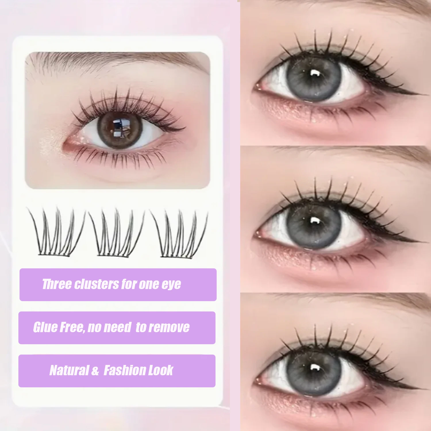 Self Adhesive Eyelashes Cluster Lashes No Glue Individual Lashes Soft Idol Lash Clusters Reusable Self Adhesive Lashes