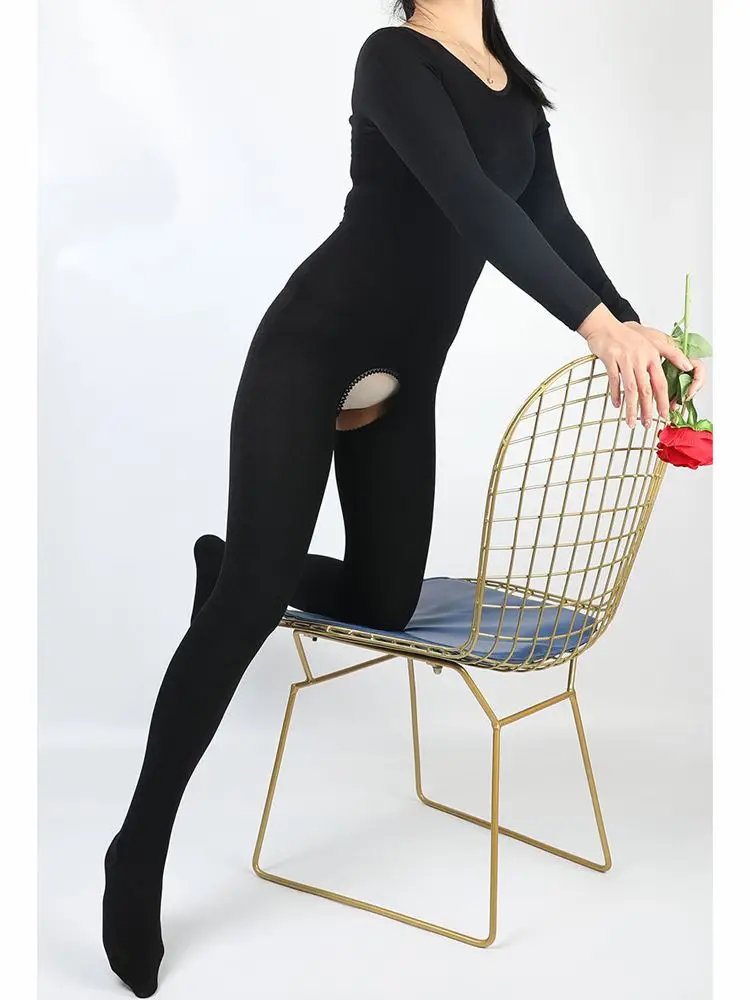 Mùa Thu Đông Nỉ Ấm Áp Bodystocking Đóng Mở Đáy Quần Bodysuit Thun Jum Leotard Nhiệt Pyjamas Quần Lót Áo Liền Quần