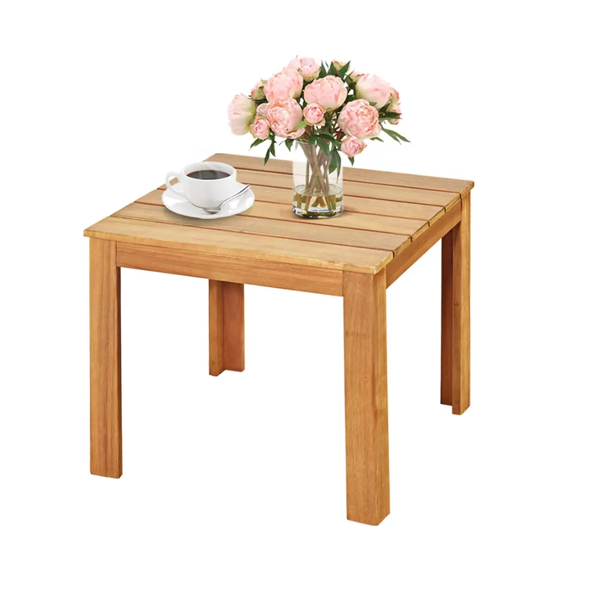

Outdoor Side Table, Acacia Wood Adirondack Table W/Oil Finished, 220lbs Weight Capacity, Square End Table for, Customized