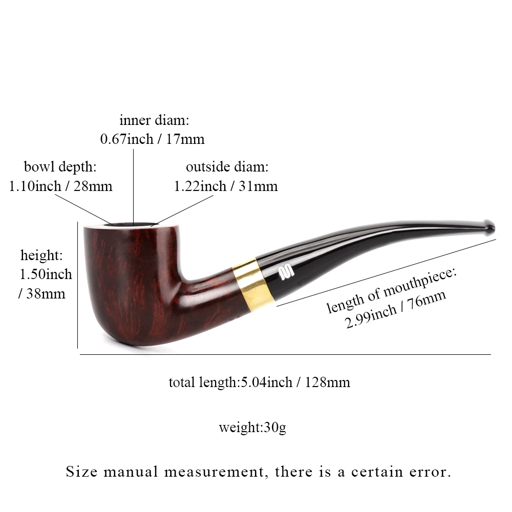 MUXIANG Portable Short pipe handmade briar wood tobacco pipe 9mm flue design suitable for beginner smoke smoking pipe short time