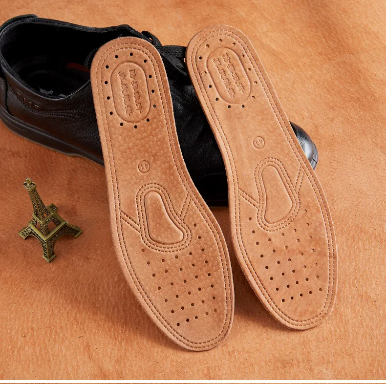 1 Pair Cowhide Insoles for Shoes Men Comfortable Deodorant Casual Leather Insole Feet Quality Genuine Leather Flats Shoe Sole image 2