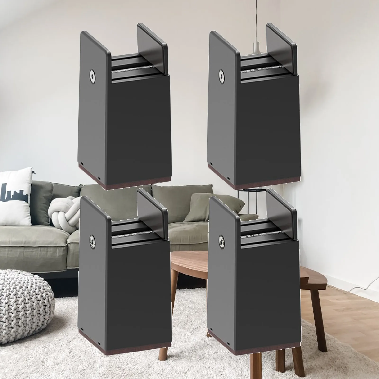 4x Bed Risers Furniture Risers Shock Absorbing Bed Lifters Furniture Pad Bed Raising Blocks Adjustable for Couch Sofa Desk