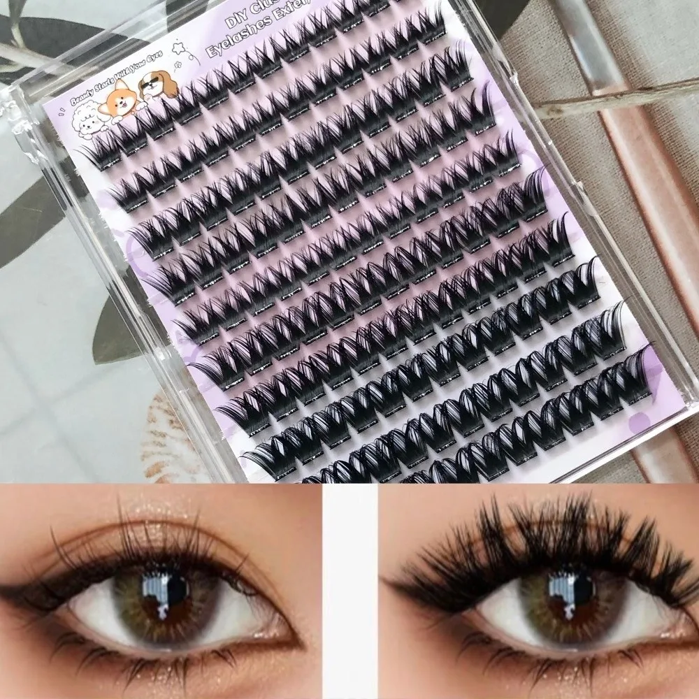 10/20/32Rows Curvature D Dense Grafted False Eyelashes Mixed Length Makeup Thick Grafting Fake Eyelashes Natural 12-16MM