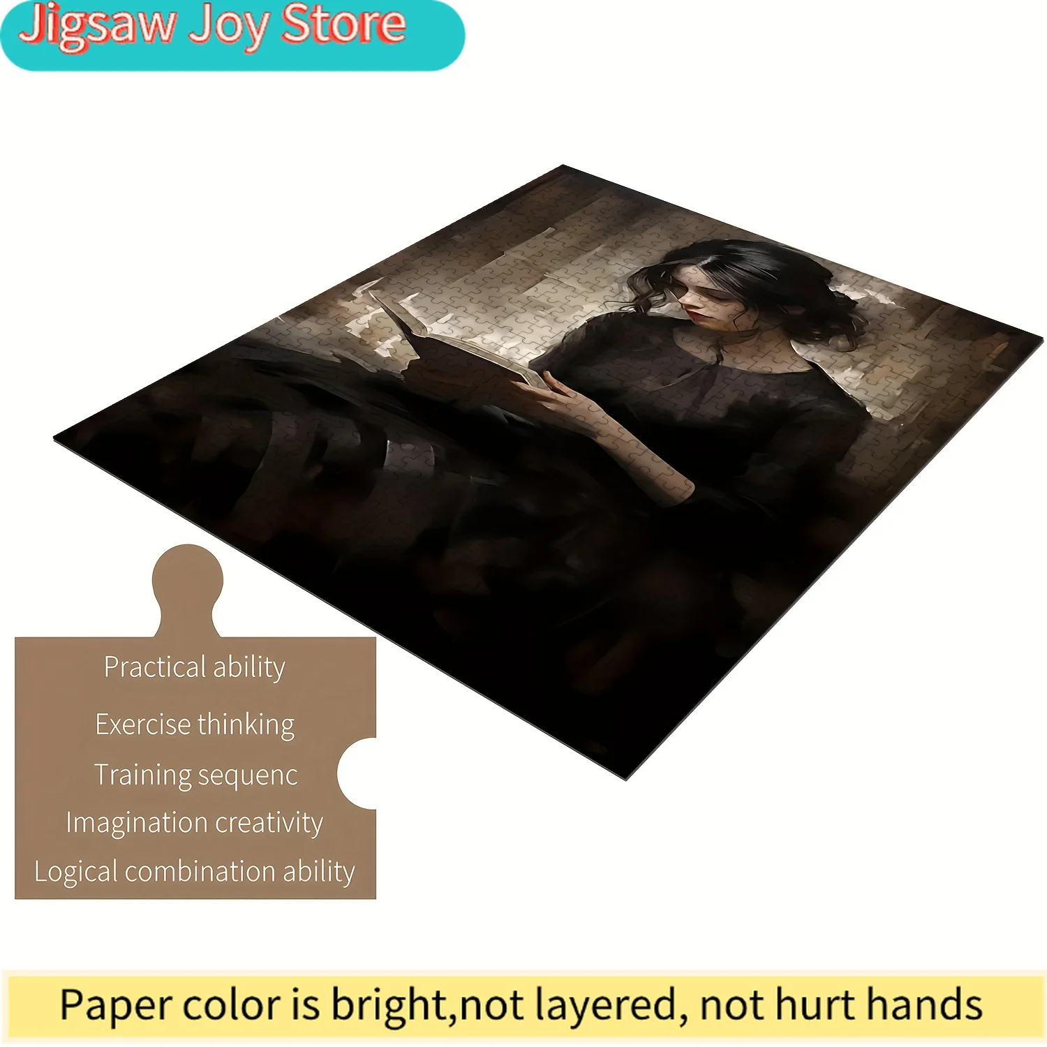 

Jigsaw Puzzle for & Families - Vintage Lady Reading, Wooden Craft Kit with Properly Linked Pieces, Cultivate Wisdom & Patienc