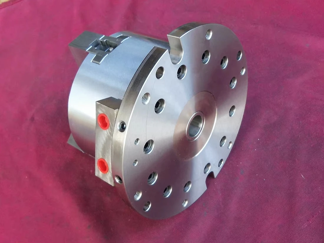 Acessórios de mandril de energia oca de fixação hidráulica pneumática de 3 mandíbulas para usinagem vertical 6 Polegada MO-04 06 MOT-04 06