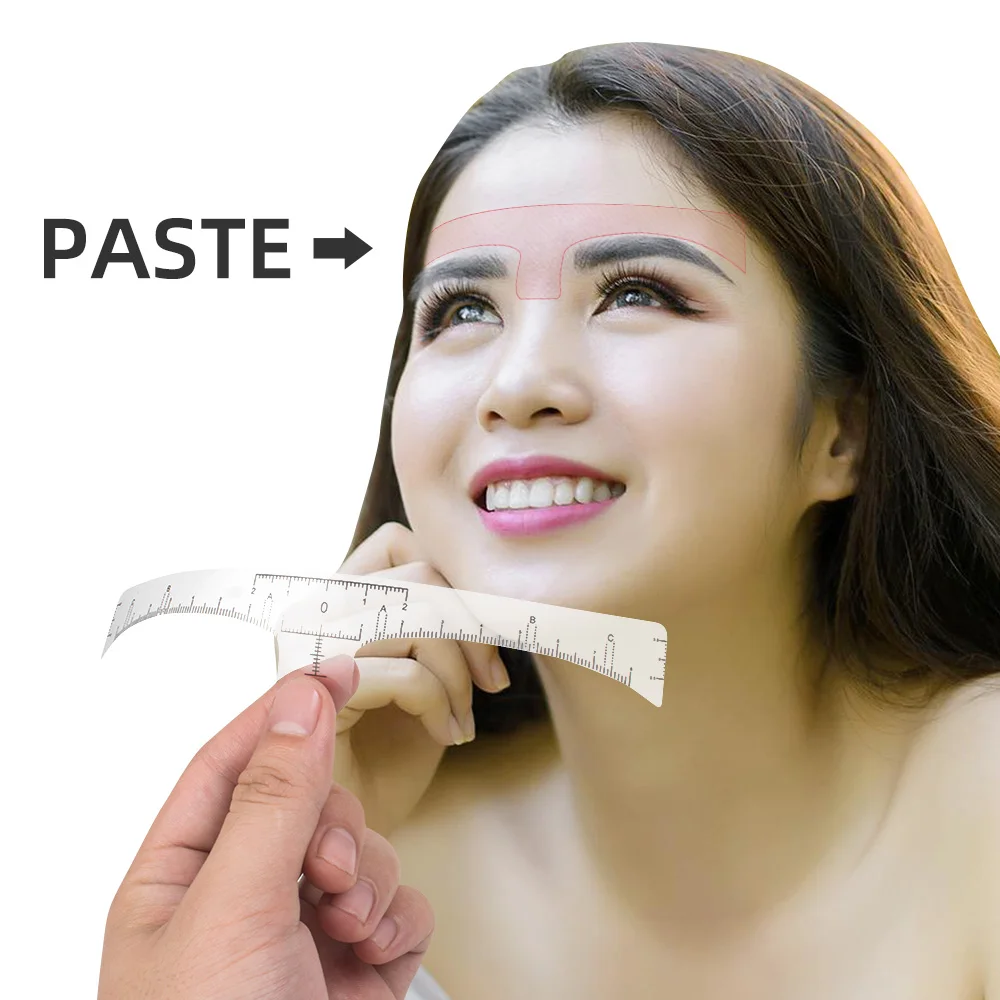 

20pcs Eyebrow Ruler Sticker Guide Ruler Adhesive Sticker Microblading Tattoo Measurement Tools for Permanent Makeup