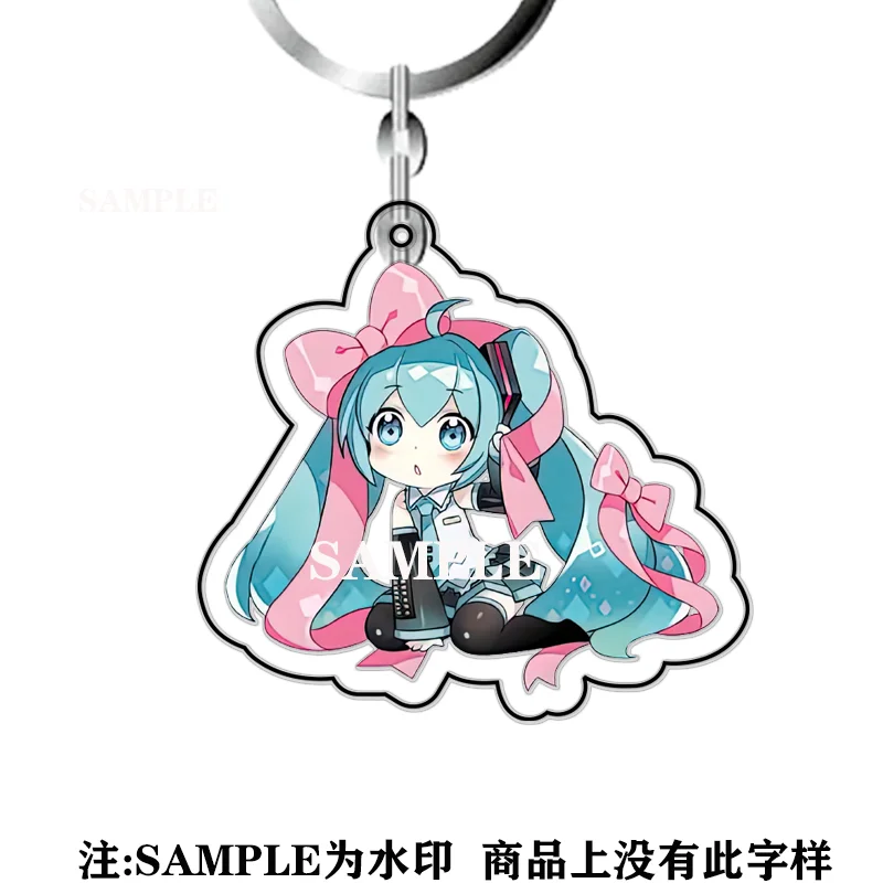 Hatsune miku anime dos desenhos animados acrílico dupla face chaveiro mochila pingente pendurado ornamentos meninas decoração presentes de aniversário brinquedos