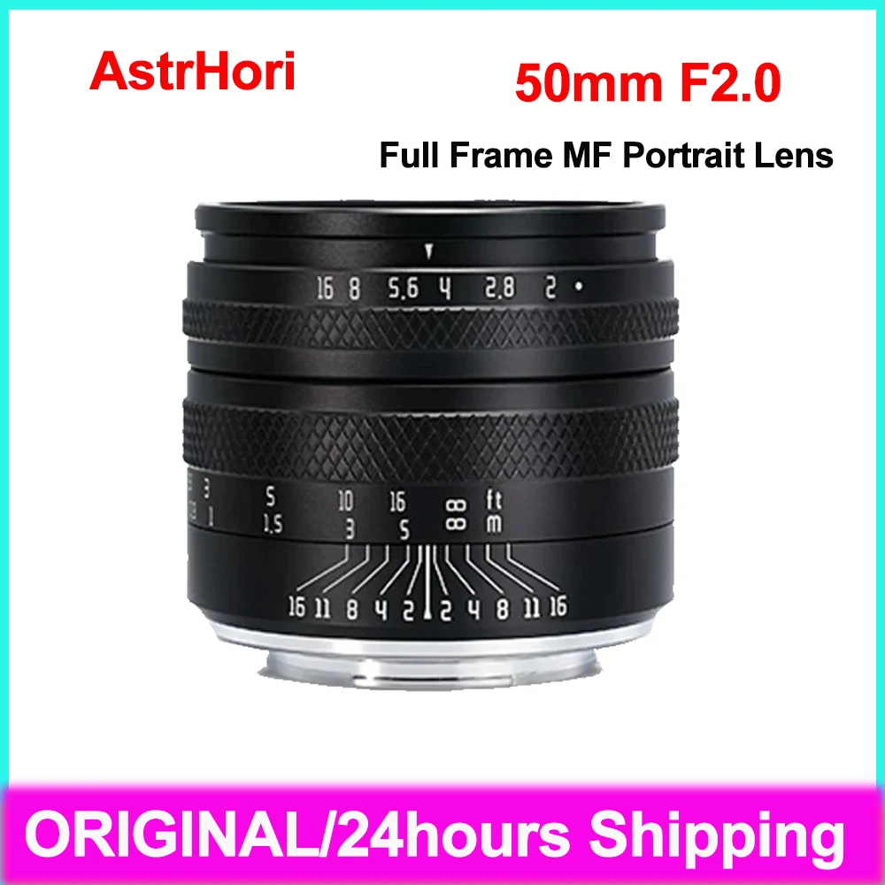 AstrHori 50mm F2.0 Full Frame MF Portrait Lens Large Aperture Compatible with Fuji X-A5 Canon M5 R7 Niokon Z5 Sony A7S